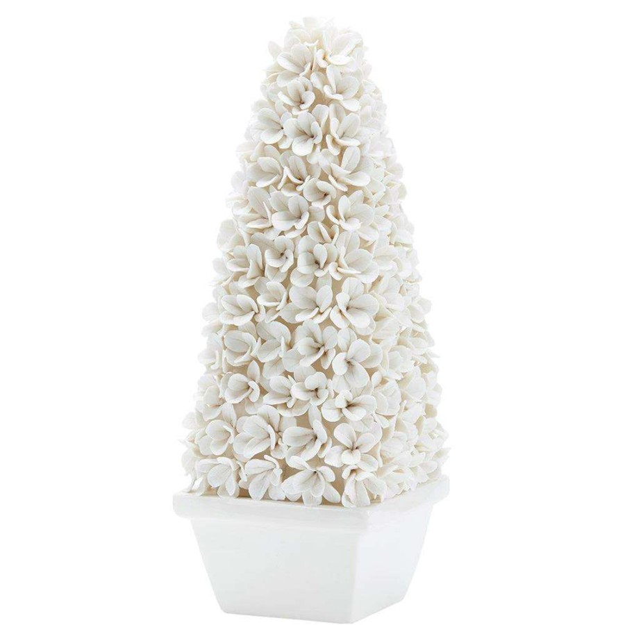 Decor * | Villa & House Mayfair French Country White Tall Boxwood Porcelain Topiary Popular