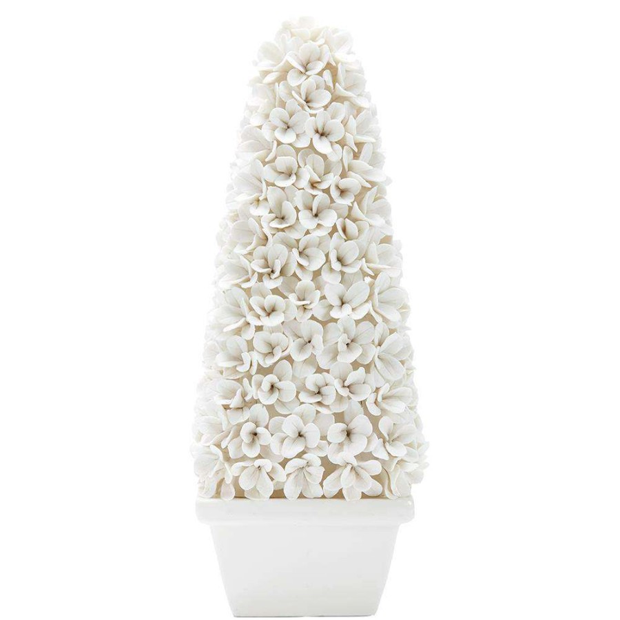 Decor * | Villa & House Mayfair French Country White Tall Boxwood Porcelain Topiary Popular