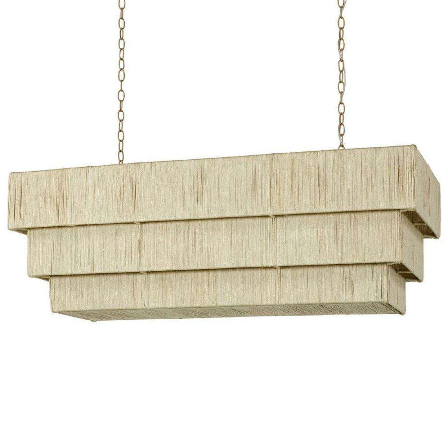 Lighting * | Palecek Everly Coastal Beach Natural Abaca Rope Shaded Chandelier Less Expensive